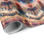 ヴィンテージアンティークオレンジベージュパターンデコパージュ ラッピングペーパー (ロールコーナー)