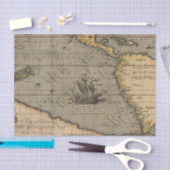 ヴィンテージアンティークオールドワールドマップティッシュペーパー 薄葉紙 (クラフト)
