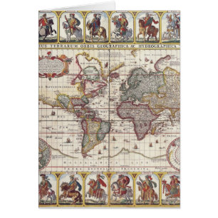 ヴィンテージアンティークオールドワールドマップデザイン色あせたプリント