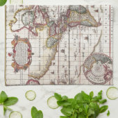 ヴィンテージアンティークオールドワールドマップデザイン色あせたプリント キッチンタオル (折り畳み)