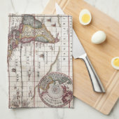 ヴィンテージアンティークオールドワールドマップデザイン色あせたプリント キッチンタオル (四つ折り)