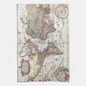 ヴィンテージアンティークオールドワールドマップデザイン色あせたプリント キッチンタオル (縦)