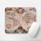ヴィンテージアンティークオールドワールドマップデザイン色あせたプリント マウスパッド (マウス)