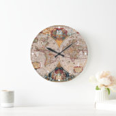 ヴィンテージアンティークオールドワールドマップデザイン色あせたプリント ラージ壁時計 (ホーム)