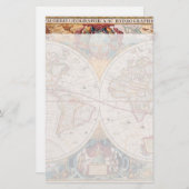 ヴィンテージアンティークオールドワールドマップデザイン色あせたプリント 便箋 (正面/裏面)