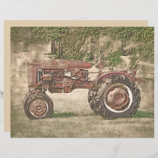 ヴィンテージアンティークオールド素朴カントリーファームトラクター (正面/裏面)