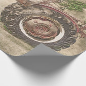 ヴィンテージアンティークオールド素朴カントリーファームトラクター ラッピングペーパー (角)