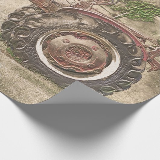 ヴィンテージアンティークオールド素朴カントリーファームトラクター ラッピングペーパー (角)