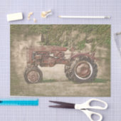 ヴィンテージアンティークオールド素朴カントリーファームトラクター 薄葉紙 (クラフト)