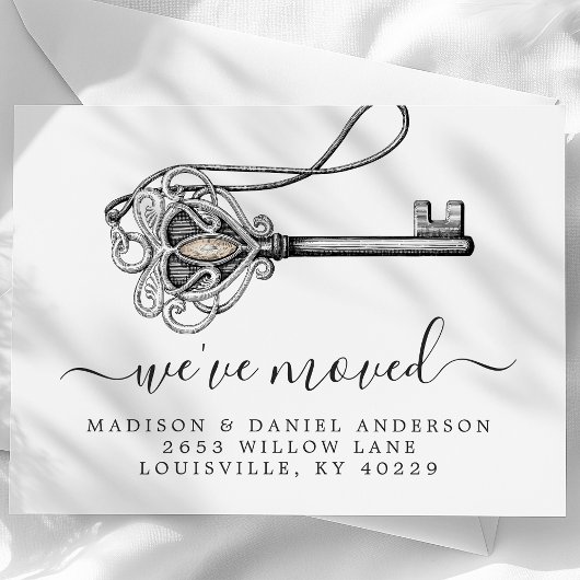 ヴィンテージアンティークオールド鍵ニューホームムービング 案内ポストカード