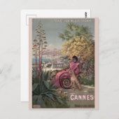    ヴィンテージアンティークカンヌフランスの旅行広告 ポストカード (正面/裏面)