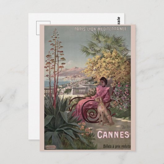    ヴィンテージアンティークカンヌフランスの旅行広告 ポストカード (正面/裏面)