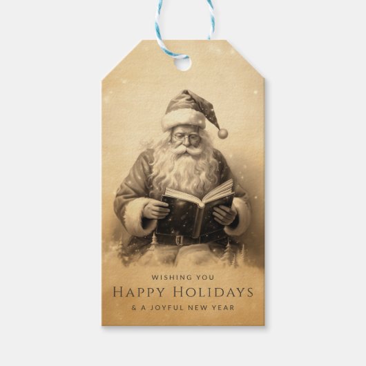 ヴィンテージアンティーククラシックサンタカスタマイズクリスマス ギフトタグ (正面)