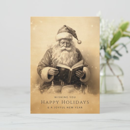 ヴィンテージアンティーククラシックサンタカスタマイズクリスマス シーズンカード (スタンド正面)