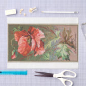 ヴィンテージアンティーククラシックポピー花 薄葉紙 (クラフト)