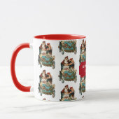 ヴィンテージアンティーククリスマスサンタクロースファミリー名 マグカップ (左)