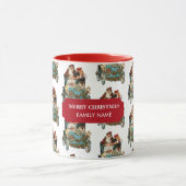 ヴィンテージアンティーククリスマスサンタクロースファミリー名 マグカップ (中央)