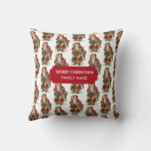 ヴィンテージアンティーククリスマスサンタクロース名前をカスタムする クッション (裏面)