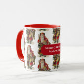 ヴィンテージアンティーククリスマスサンタクロース名前をカスタムする マグカップ (正面左)