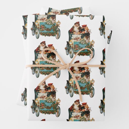 ヴィンテージアンティーククリスマスサンタクロース ラッピングペーパーシート (インサイチュ)