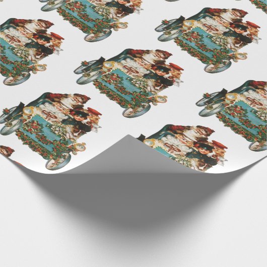 ヴィンテージアンティーククリスマスサンタクロース ラッピングペーパー (角)