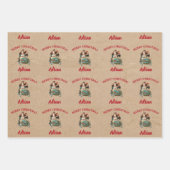 ヴィンテージアンティーククリスマスサンタ名前をカスタムするクラフト ラッピングペーパーシート (正面2)