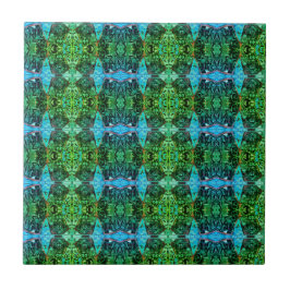 ヴィンテージアンティークグリーンブルーアールヌーボー タイル