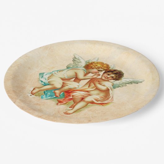 ヴィンテージアンティークケルビエンジェルスイラストレーション ペーパープレート (アングル)
