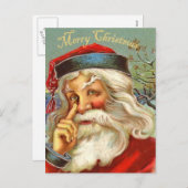 ヴィンテージアンティークサンタクリスマスポストカード シーズンポストカード (正面/裏面)