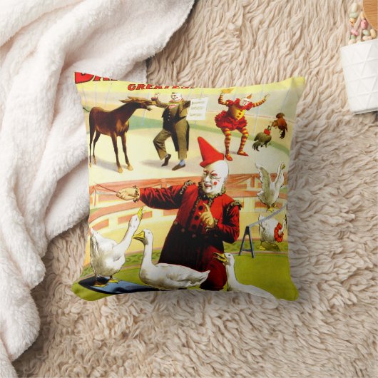 ヴィンテージアンティークサーカスピエロとゲーズピロー クッション (ブランケット)