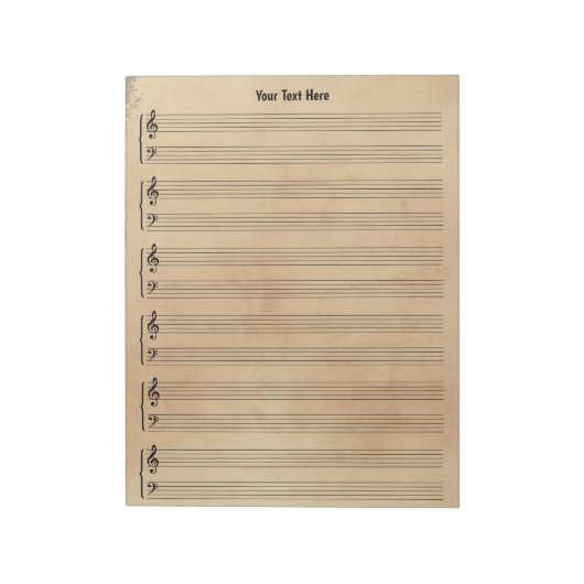 ヴィンテージアンティークシカスタムート音楽紙 ノートパッド (回転)