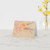 ヴィンテージアンティークシャビーシックなスクリプト&バードフローラ カード (黄色い花)