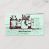 ヴィンテージアンティークショップティール(緑がかった色)素朴カントリージャグ 名刺 (正面)