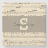 ヴィンテージアンティークシート音楽モノグラムストーン ストーンコースター (正面)