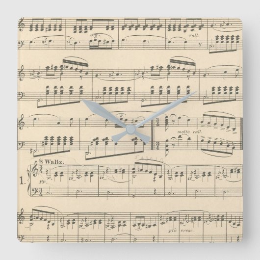 ヴィンテージアンティークシート音楽壁時計 スクエア壁時計 (正面)