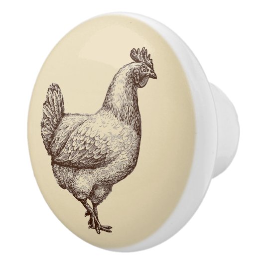 ヴィンテージアンティークスタイルカントリーファームチキンヘン セラミックノブ (右)