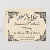 ヴィンテージアンティークスタイル日付ポストカードの保存 案内ポストカード (正面/裏面)