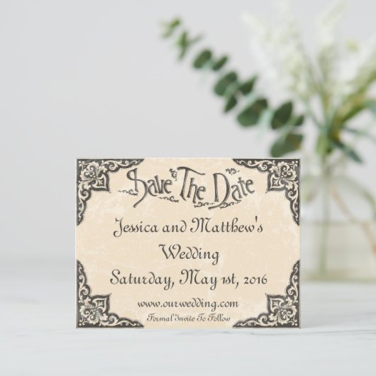 ヴィンテージアンティークスタイル日付ポストカードの保存 案内ポストカード (スタンド正面)