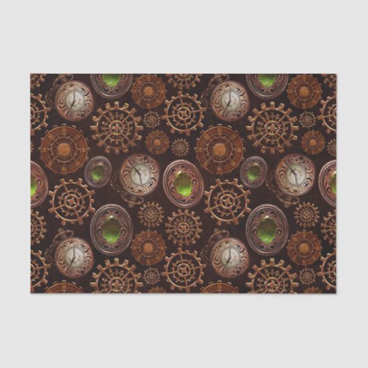 ヴィンテージアンティークスチームパンククロックアンドギア 薄葉紙 (正面)