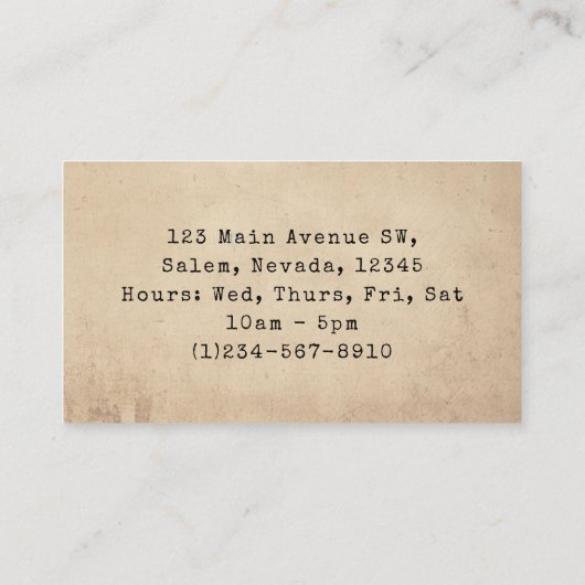 ヴィンテージアンティークストアテーブル初期の 名刺 (裏面)