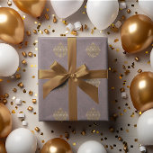 ヴィンテージアンティークスモーキーマウベメダリオン ラッピングペーパー