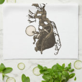 ヴィンテージアンティークセピアサンタスリートインディアス キッチンタオル (折り畳み)