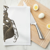 ヴィンテージアンティークセピアサンタスリートインディアス キッチンタオル (四つ折り)