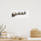 ヴィンテージアンティークセピアサンタスリートインディアス ポスター (キッチン)