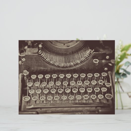 ヴィンテージアンティークセピアトーンタイプライターデカップージ (スタンド正面)