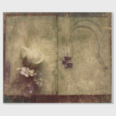 ヴィンテージアンティークセピアブラウンフローラオールドテクスチャアート ラッピングペーパー (フラット)