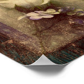 ヴィンテージアンティークセピアブラウンフローラ古いテクスチャ ポスター (角)