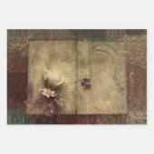 ヴィンテージアンティークセピアブラウンフローラ古いテクスチャ ラッピングペーパーシート (正面3)