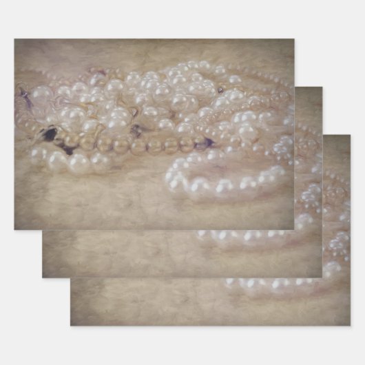 ヴィンテージアンティークセピアブラウンホワイトパールデクページ ラッピングペーパーシート (セット)