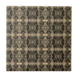 ヴィンテージアンティークセピアブラックアールヌーボー タイル